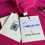 Sandro Damen-Kurzkleid in Rosa mit „ Strick “-Aufdruck und Knopfleiste, Größe 36 (FR), 8 (UK), 4 (US), SFPRO02745