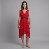 Maje Women's Red Pleated Embroidered Dress Size 38 FR 10 UK 6 US MFPRO01140