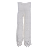 Maje Women's Ecru Crochet Knit Wide Leg Trousers Size 40 FR 12 UK 8US MFPPA00293