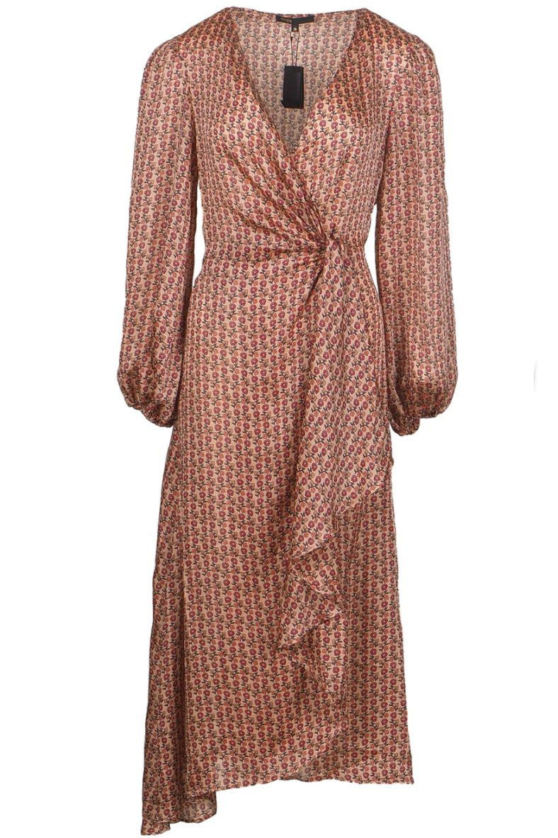 Maje Women's Pink Floral Draped Satin Dress Size 36 FR 8 UK 4 US MFPRO02652