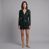 Maje Women's Green Long Sleeve Sequin Short Dress Size 40 FR 12UK 8US MFPRO02725
