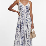 Sandro Damenkleid mit Blumenmuster und blauer Spitzenverzierung, Größe 36 FR, 8 UK, 4 US, R20639E