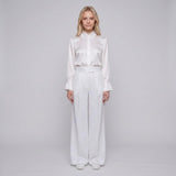 Sandro Paris Women's White Wide Leg Trousers Size 40 FR 12 UK 8 US SFPPA01132