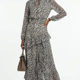 Maje Asymmetrisches Damenkleid mit weißem Zebra-Print, Größe 34 FR, 6 UK, 2 US, MFPRO00720