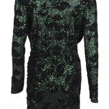 Maje Women's Green Long Sleeve Sequin Short Dress Size 40 FR 12UK 8US MFPRO02725