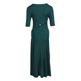 Maje Women's Dark Green Ribbed Knit Long Dress Size 40 FR 12 UK 8 US MFPRO02203