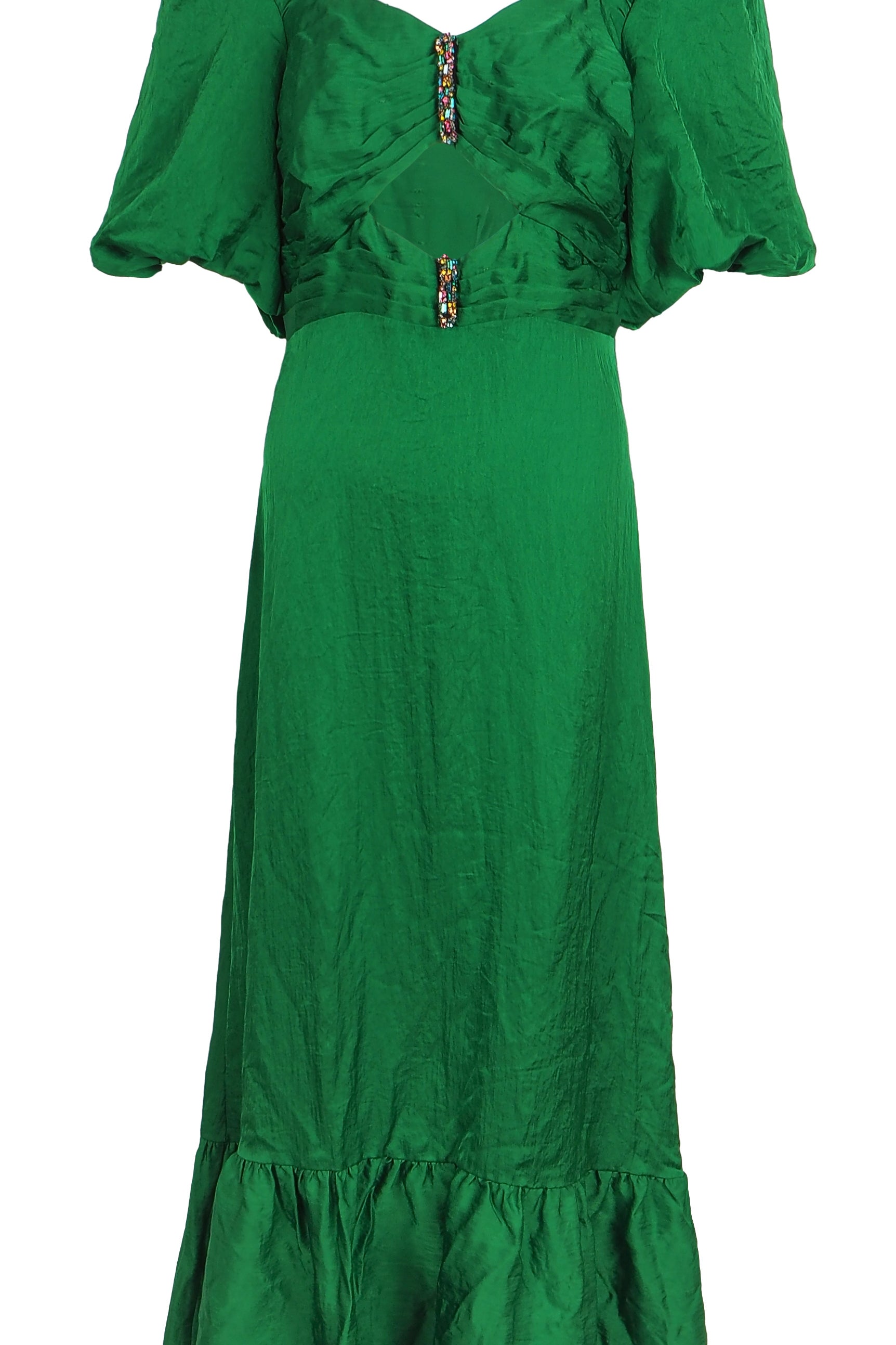 Sandro Women's Green Rhinestones Long Dress Size 34 FR 6 UK 2 US SFPRO02951