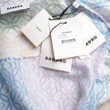Sandro Paris Women's Multicoloured Cropped Linen Blend Shirt Size 0 XS UK 6