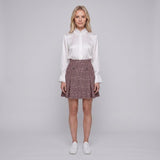 Maje Women's Bordeaux Check Wool Blend Short Skirt Size 34 XS 6 MFPJU00875