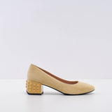 Tod's Women's Yellow Cuoio Gomma T45 20A Gomm Iniez Heels Size 35 EU 5 US 3 UK