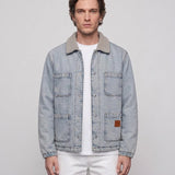 Sandro Men's Blue Faded Denim Worker Jacket Size S SHPBL00837