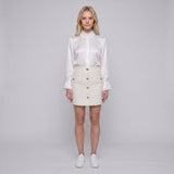 Sandro Women's White Wool Blend Short Skirt Size 36 FR 8 UK 4 US SFPJU00996