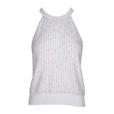 Sandro Paris Weißes, mit Perlen verziertes, ärmelloses Strickoberteil für Damen, Größe 2 M 10 SFPPU02126