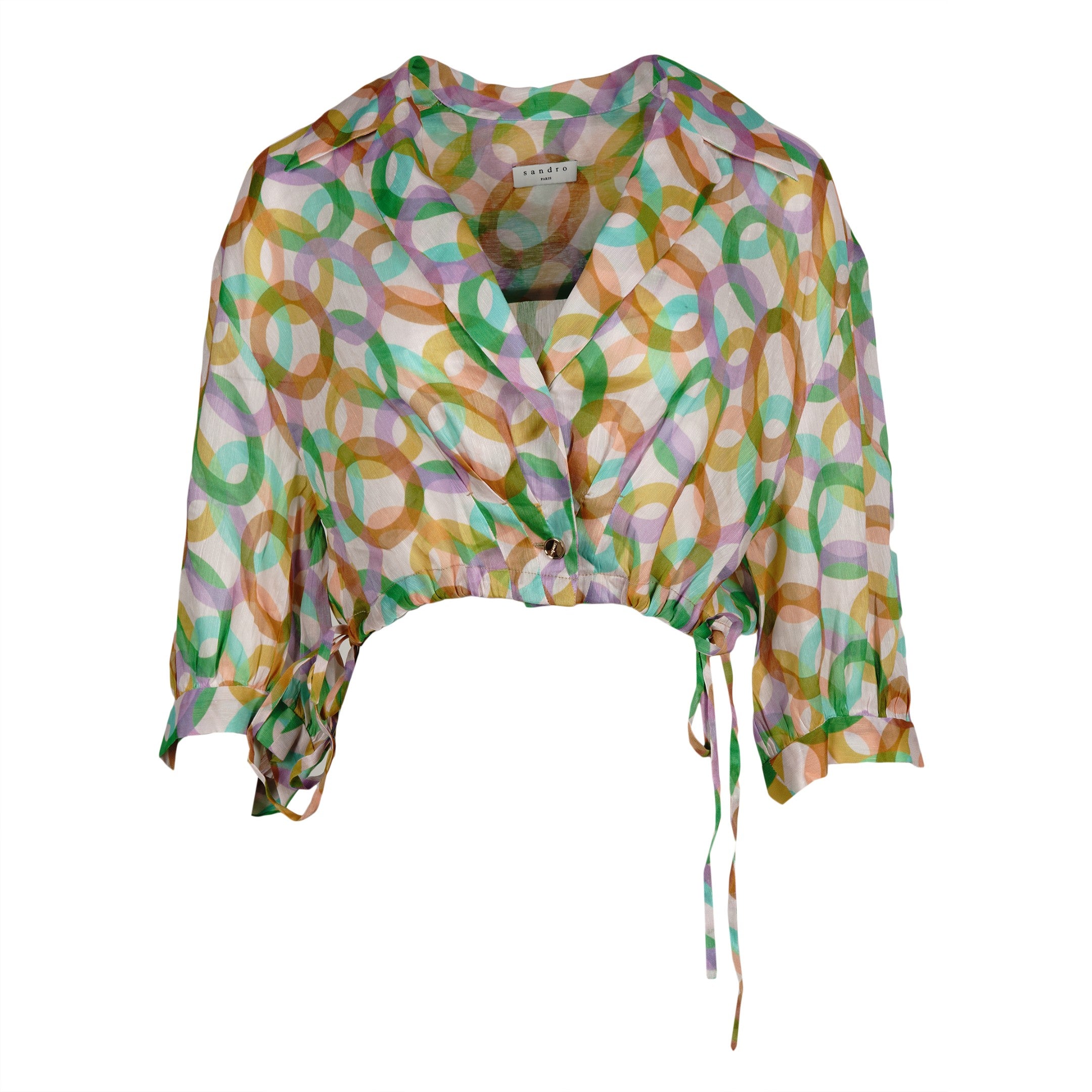 Sandro Women's Multicolor Linen & Silk Blouse Size 34 FR 6 UK 2 US SFPCM00462