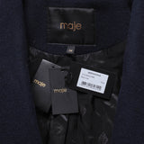 Maje Women's Navy Horsebit Wool Blend Coat Size 34 FR 6 UK 2 US MFPOU00918