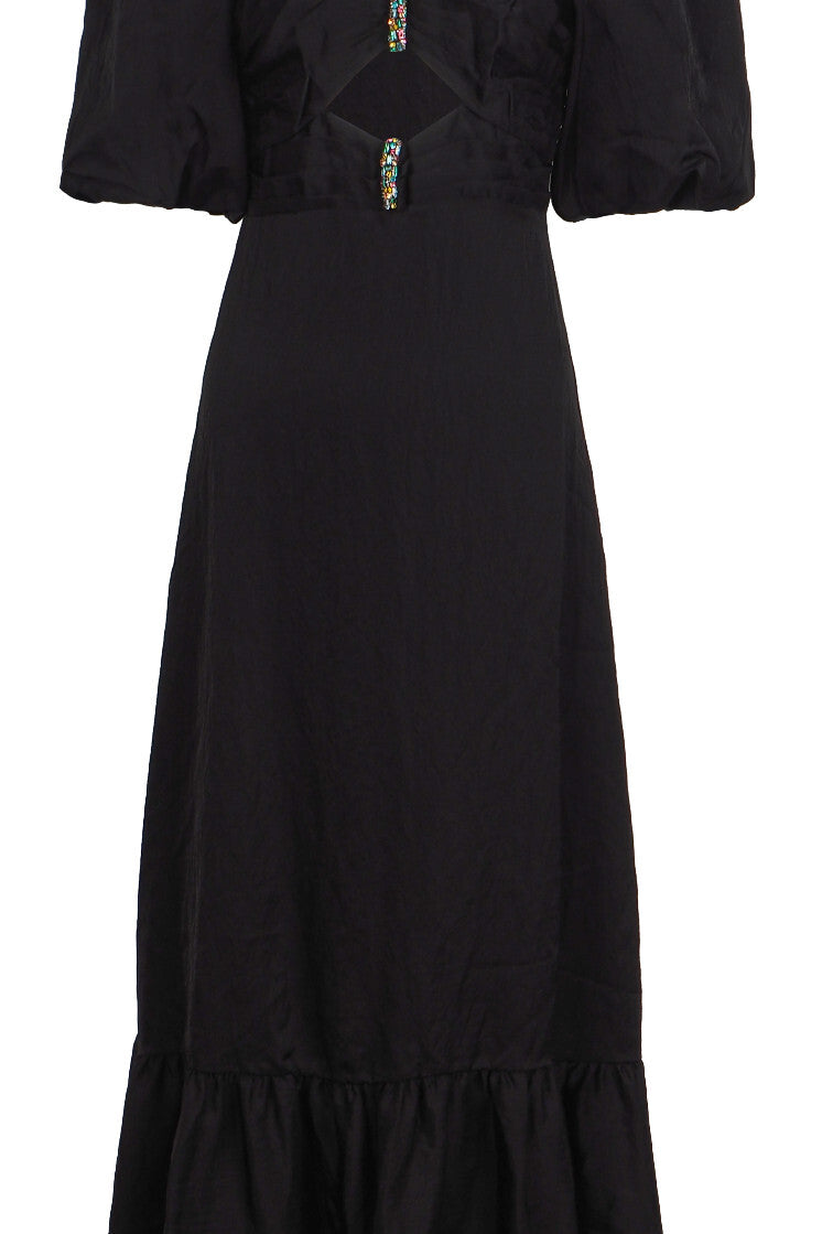 Sandro Women's Black Rhinrstones Long Dress Size 36FR 8UK 4 US SFPRO02951
