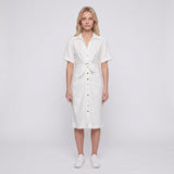 Sandro Paris Damen-Midi-Kleid in Ecru mit V-Ausschnitt, Größe 38 (FR 10, UK 6, US S), Artikelnummer SFPRO02833