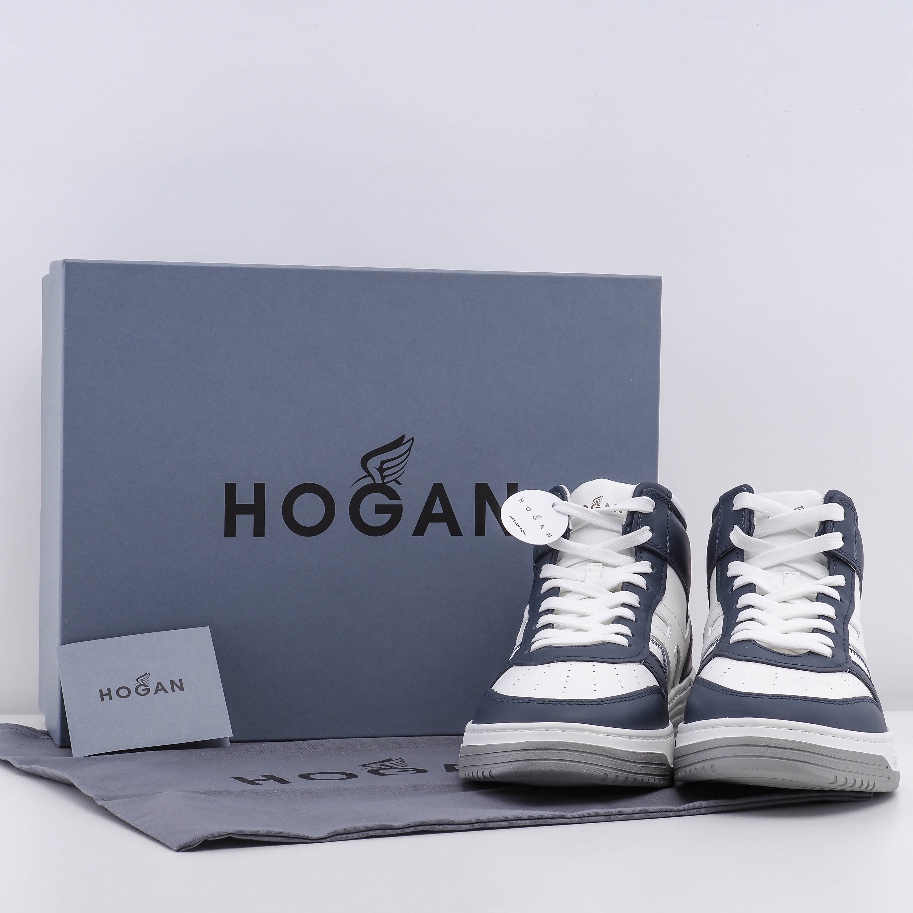 Hogan Men's Navy Leather H630 Basket Sneakers Size 41 EU 7.5 UK 9 US