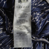 Sandro Paris Women's Blue V-Neck Floral Satin Dress Size 34 XS 6 SFPRO01435