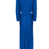 Sandro Paris Women's Blue Satin Cut Out Long Dress Size 34 XS 6 SFPRO03509