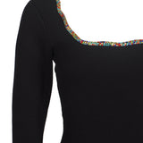 Sandro Paris Schwarzes Kurzkleid für Damen mit Strasssteinen, Größe 38FR, 8UK, 4US, SFPRO03314