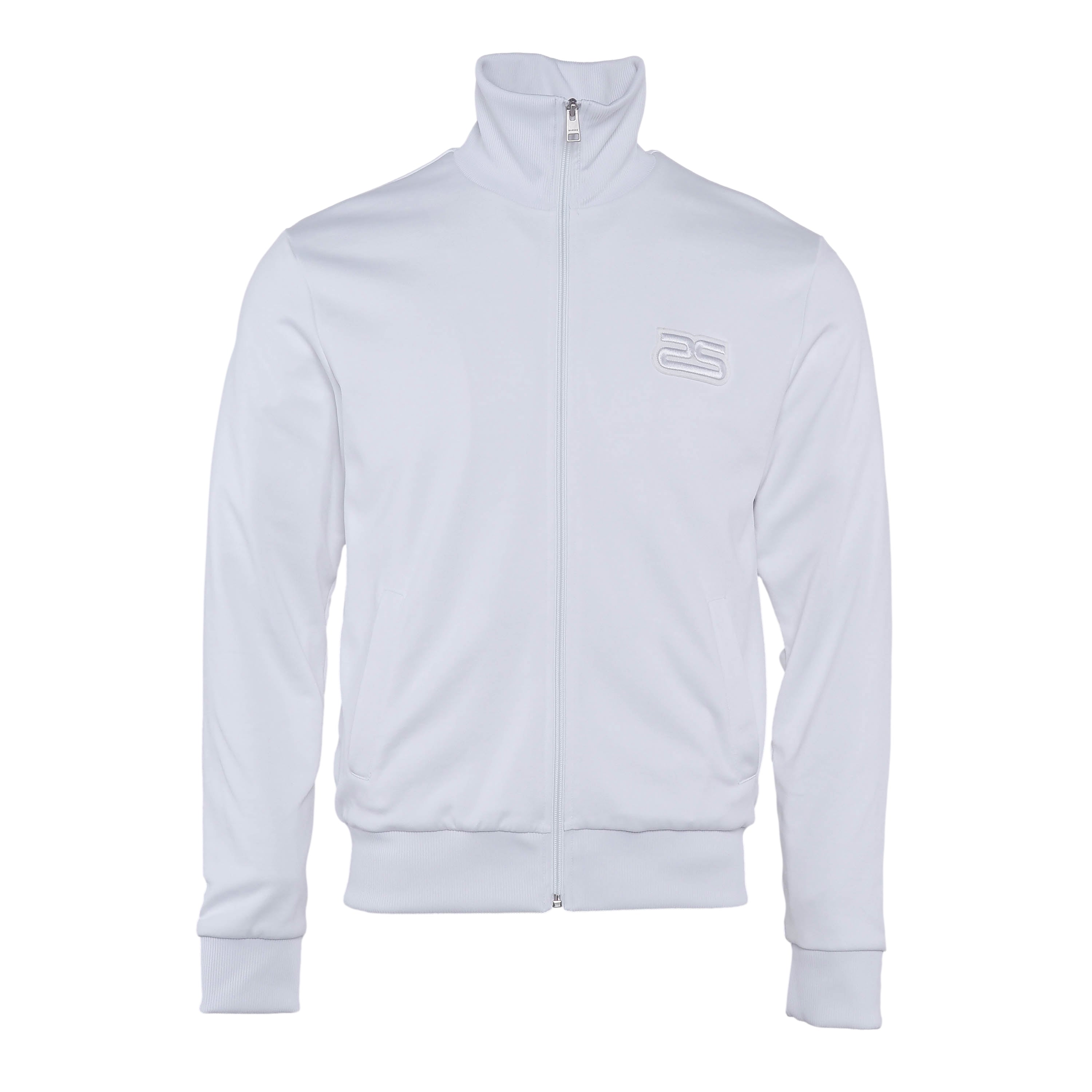 Sandro Men's White Embroidered Logo Zip Up Sweater Size M SHPSW00587