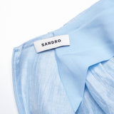 Sandro Paris Women's Blue V-Neck Linen Short Dress Size 34 FR 6UK 2US SFPRO02775
