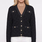 Maje Women's Black Knit Shiny V-Neck Cardigan Size 38 FR 10 UK 6 US MFPCA00319