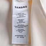 Sandro Paris Langes Damenkleid aus ecrufarbenem Satin mit langen Ärmeln, Größe 40 L 12 SFPRO03284