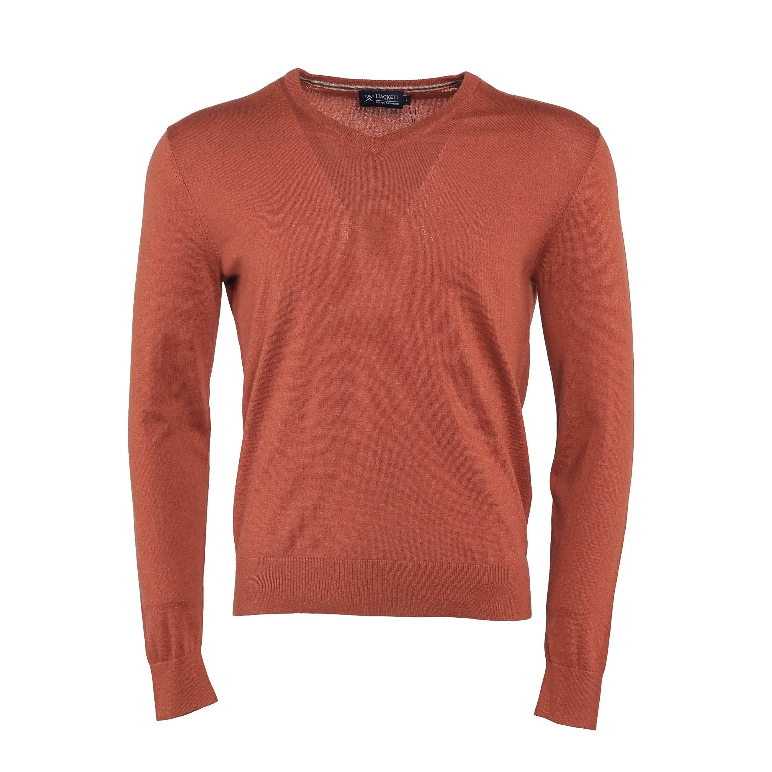 Hackett London Men's Orange Knit V-Neck Cashmere Blend Sweater Size S HM702784