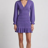 Sandro Women's Purple Knit Ruffle Short Dress Size 38 FR 10 UK 6 US SFPRO02739