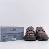Hogan Men's Brown Leather Corteccia Distressed Loafers Size 41 EU 7 UK 8.5 US