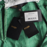 Maje Women's Green Embroidered Linen Blend Playsuit Size 36 S MFPCO00258