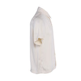 Sandro Men's Ecru Collared Short Sleeve Shirt Size L SHPCM00822