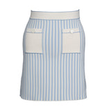 Sandro Paris Women's Blue Knit Short Striped Skirt Size 34 XS 6 SFPJU01134