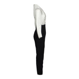 Sandro Paris Women's Black White Pockets Viscose Jumpsuit Size 40 L SFPCO00040