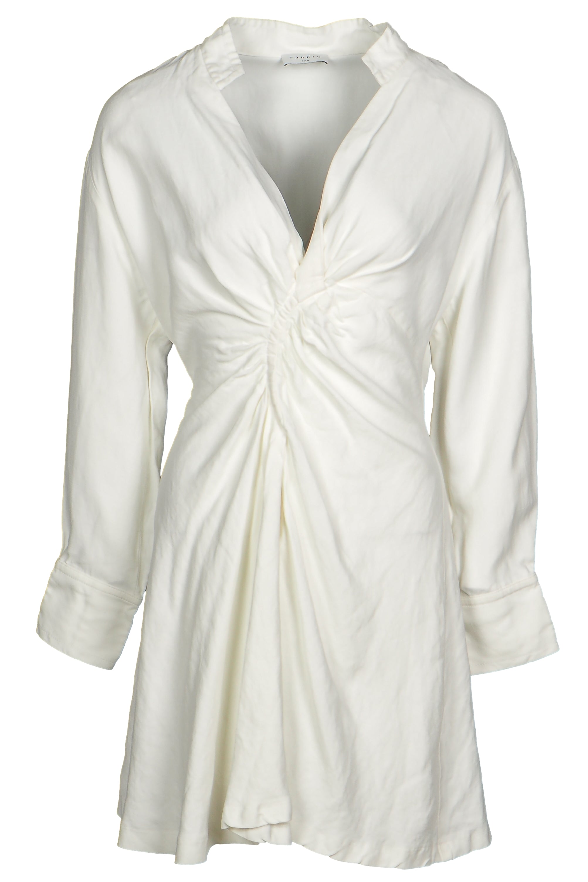 Sandro Women's Ecru Viscose Linen Short Dress Size 40 FR 12 US SFPRO01105