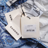 Sandro Women's Blue Floral Linen Blend Dress Size 36 FR 8 UK 4 US SFPRO02896