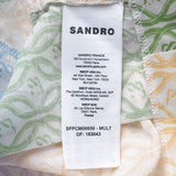 Sandro Paris Women's Multicoloured Cropped Linen Blend Shirt Size 0 XS UK 6