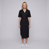 Sandro Damen-Midi-Kleid, schwarz, aus einer Mischung aus „ Leinen “, Größe 38FR, 10UK, 6US, SFPRO02853