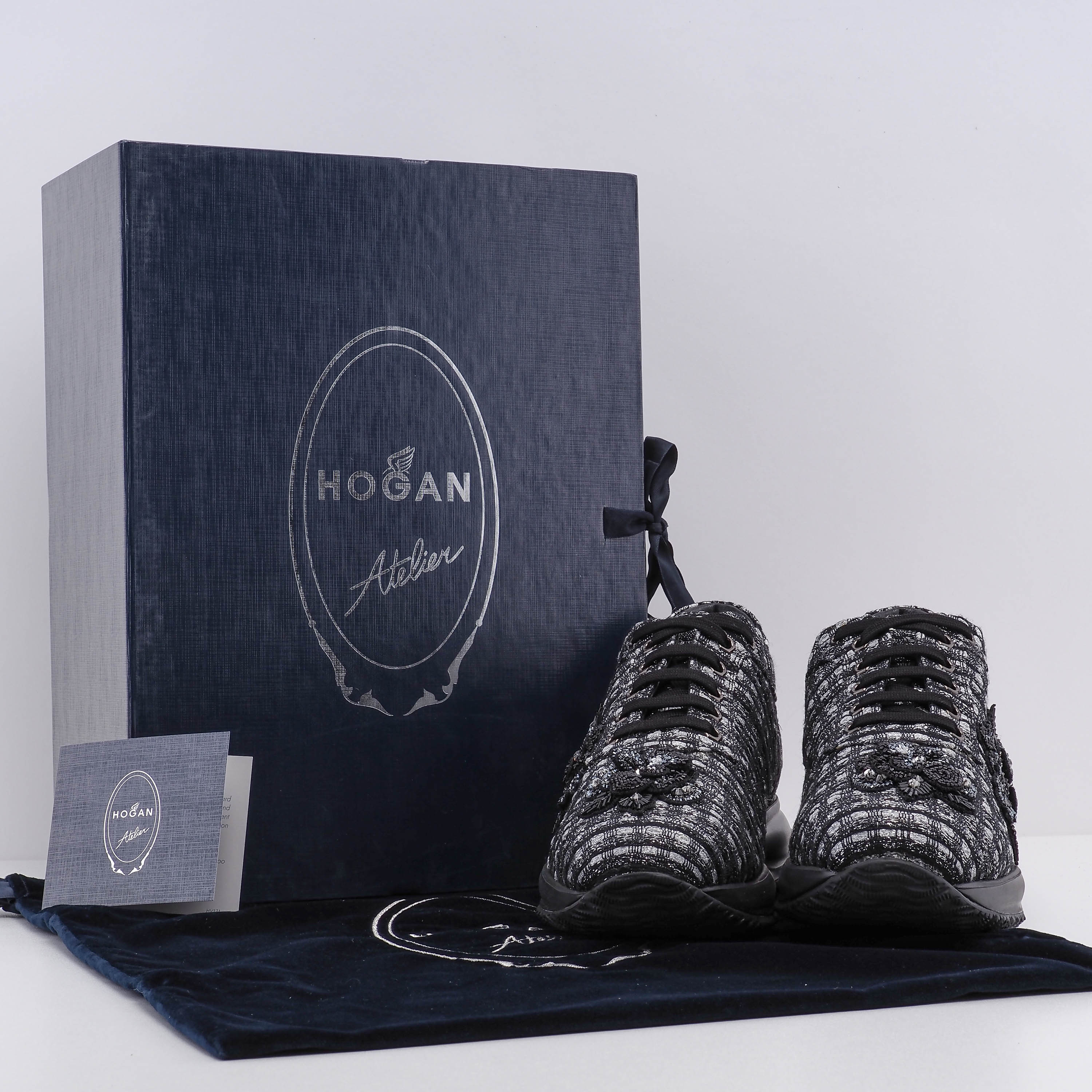 Hogan Women's Interactive Tes.Boucle Lam Fiori Sneakers 39.5 EU 6.5 UK 9.5 US