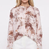 Sandro Paris Women's Ecru Embroidered Viscose Linen Blouse Size 3 L SFPTO00398