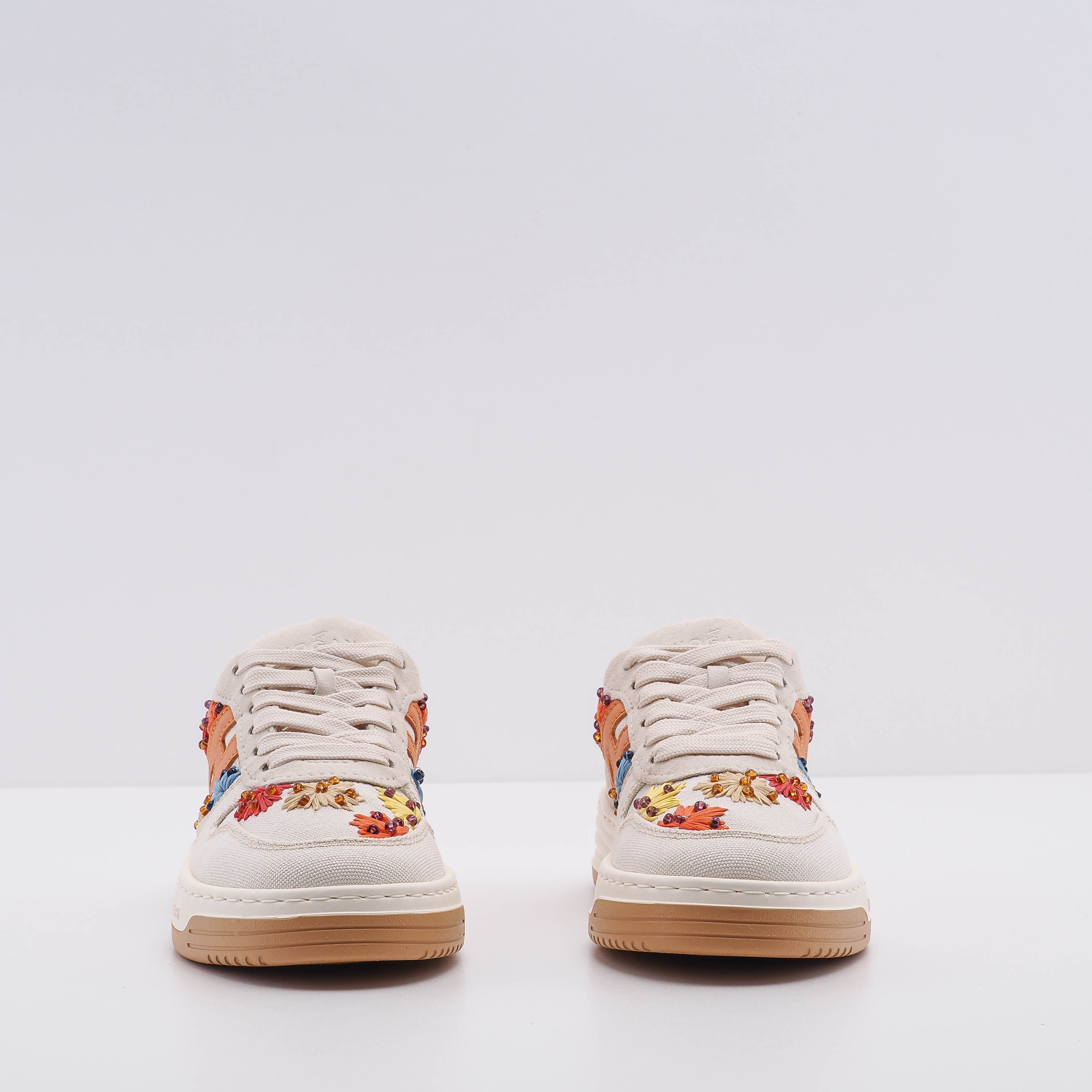 Hogan Women's Ecru H630 Ricamo Fiore Sneakers Size 34.5 EU 1.5 UK 4.5 US