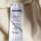 Sandro Paris Herren-Hoodie in Ecru mit gesticktem Logo, Größe M, SHPSW00493