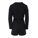 Sandro Women's Black Long Sleeve Tweed Playsuit Size 34 FR 6 UK 2 USFPCO00225