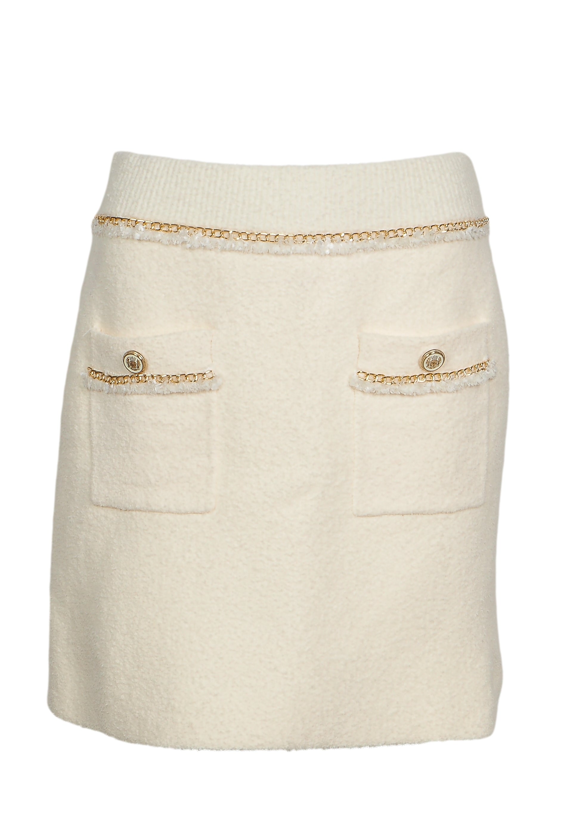 Maje Women's Ecru Knit Chains Short Skirt Size 34 FR 6 UK 2 US MFPJU00647