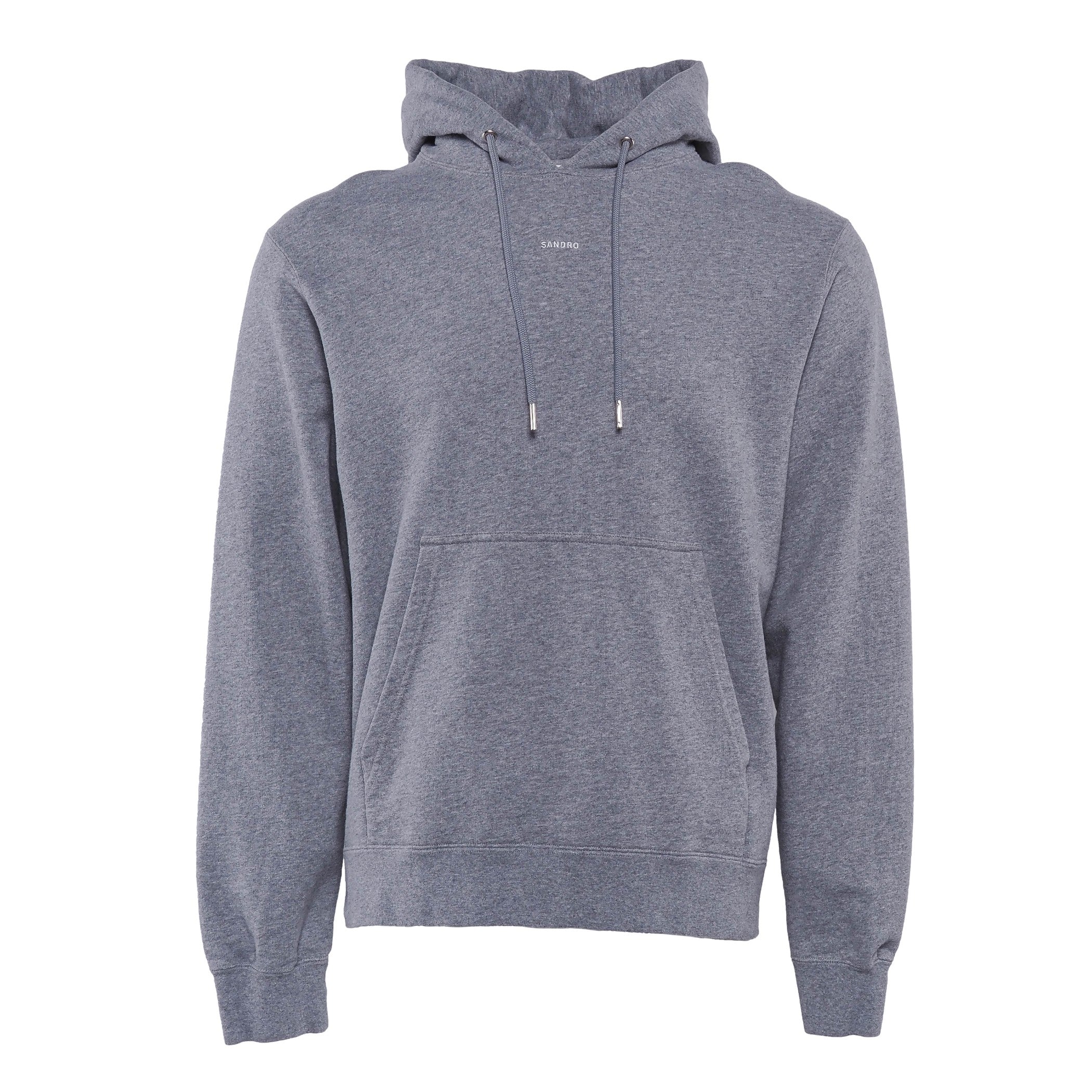 Sandro Paris Men's Grey Logo 100% Cotton Fleece Hoodie Size L SHPSW00676