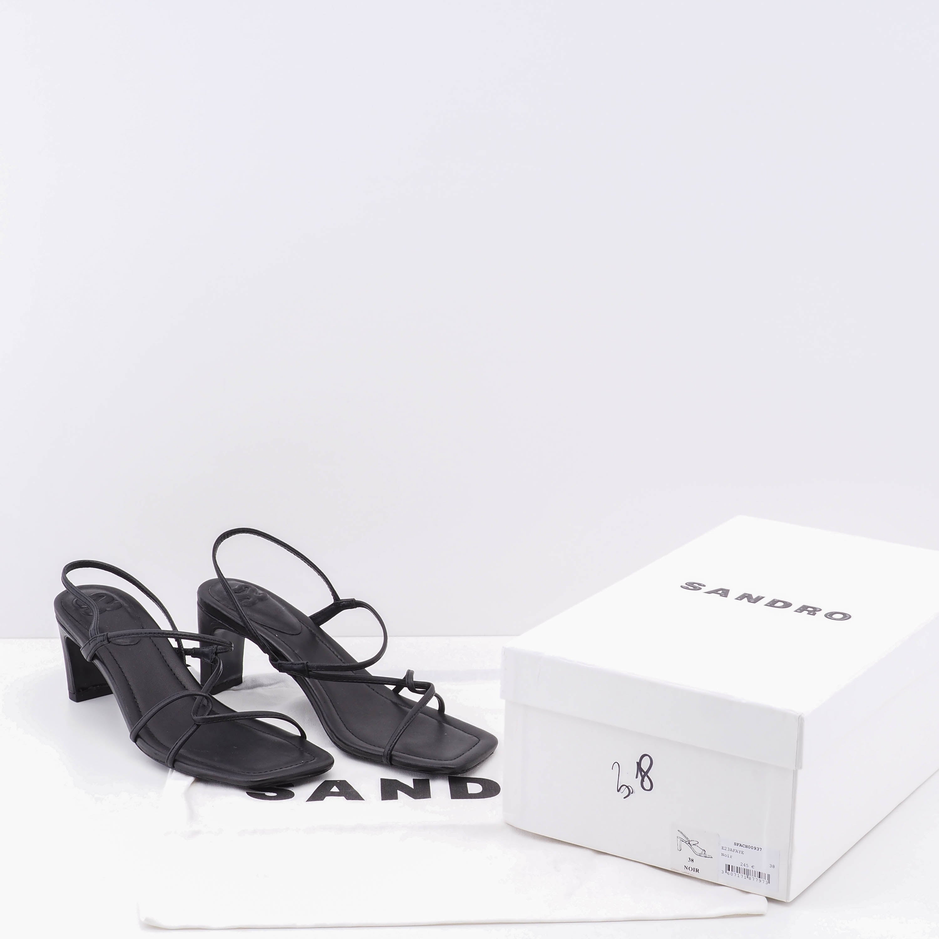 Sandro Women's Black Strappy Heeled Sandals Size 38 EU 5 UK 8 US SFACH00937