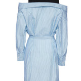Maje Women's Blue Striped Shirt Short Dress Size 36 FR 8 UK 4 US MFPRO02708