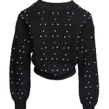 Sandro Women's Black Beaded Wool Cardigan Size 40 FR 12 UK 8 US SFPCA00671